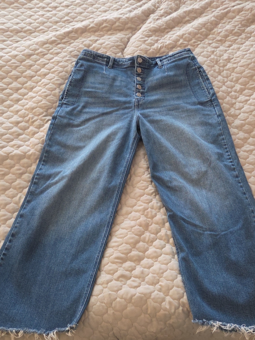 KanCan Medium Blue High-Rise Wide Leg Button-Fly Jeans